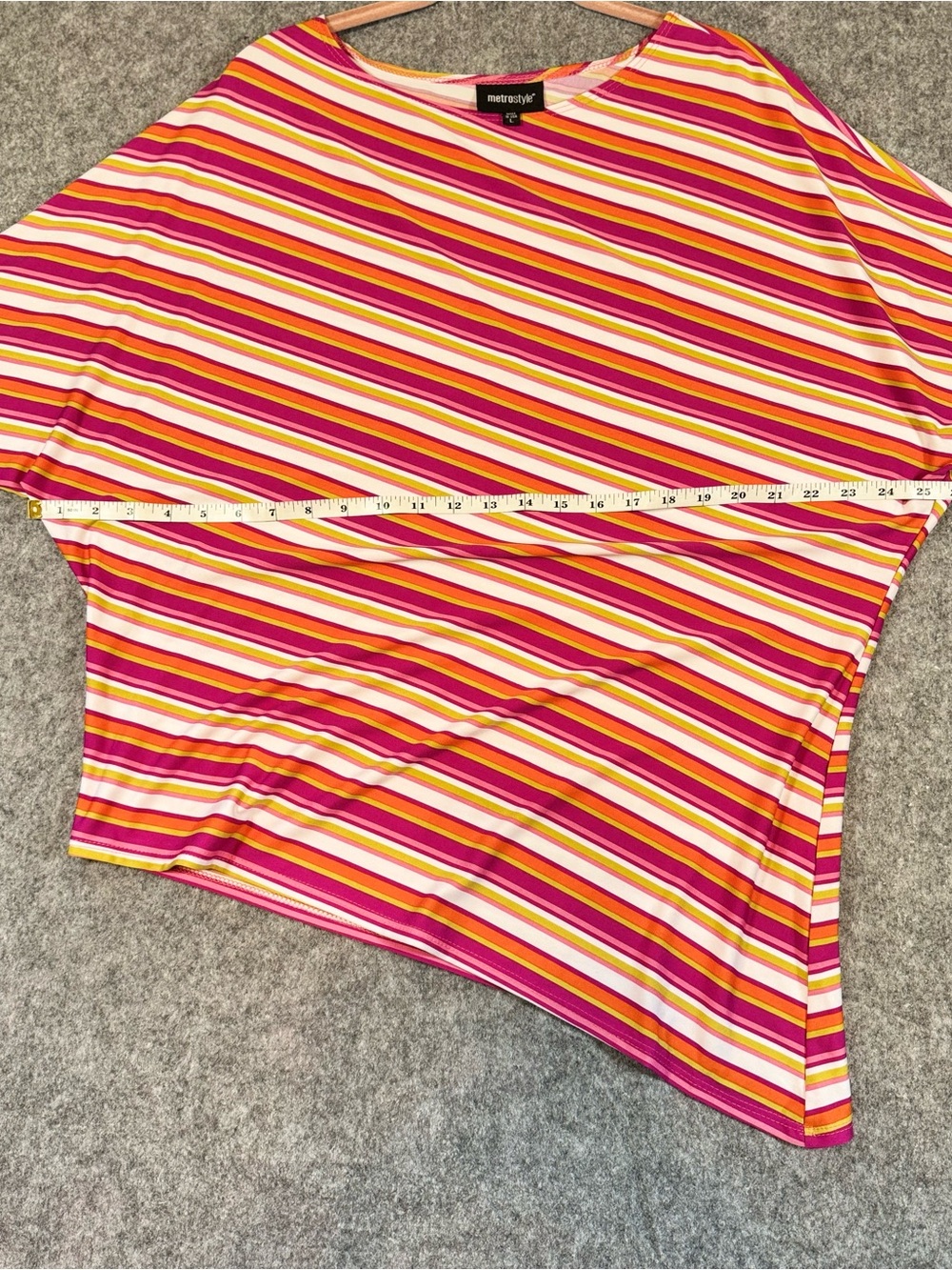 Metrostyle Women’s Striped 3/4 Sleeve Top Size L Poly Spandex Tunic USA - Picture 8 of 12